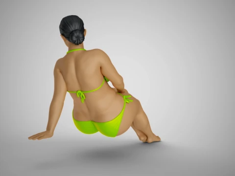Woman Long Sitting 3D Print Model