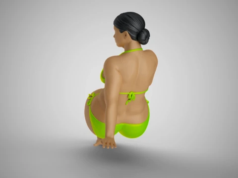 Woman Long Sitting 3D Print Model
