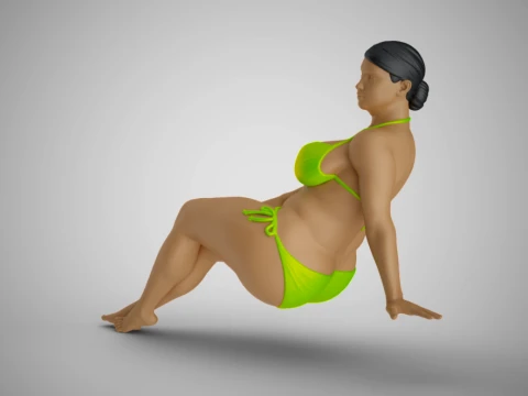 Woman Long Sitting 3D Print Model