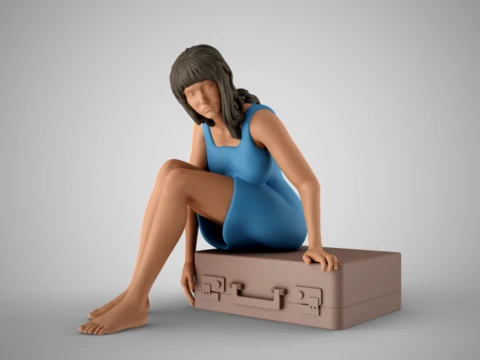 Woman Leaving with Suitcase Modello di stampa 3D
