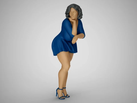 Woman Lean on Table 3D Baskı Modeli