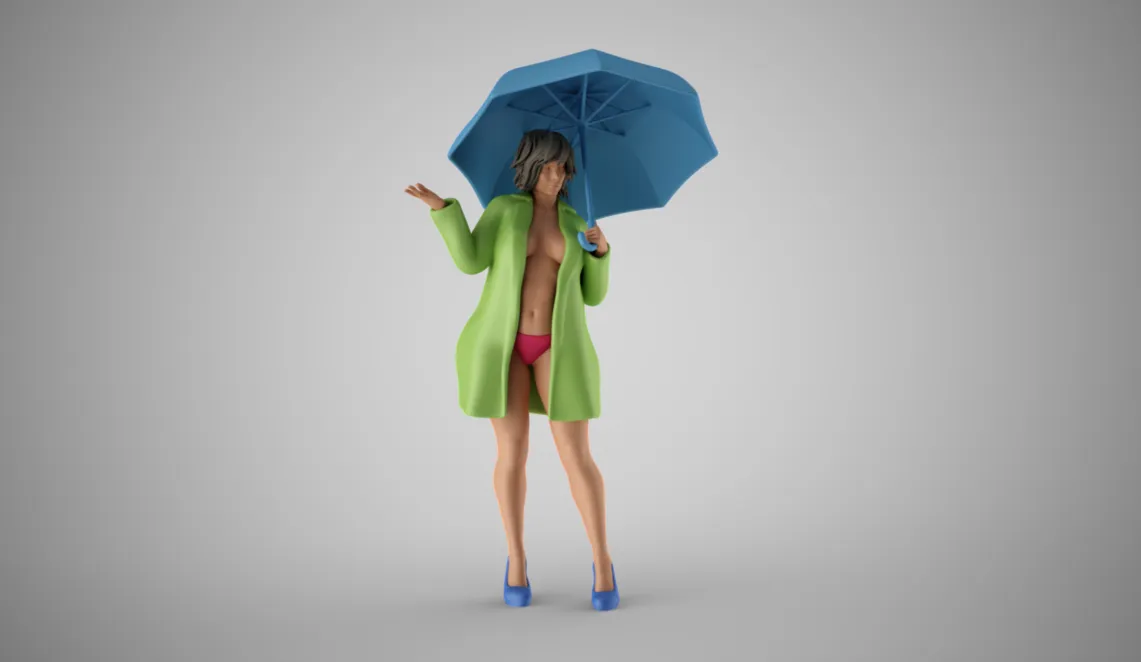 Woman in the Rain 3D Print Model .c4d .max .obj .3ds .fbx .stl .blend 
