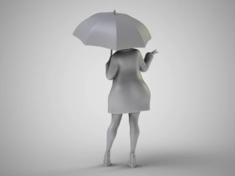 Woman in the Rain 3D Print Model