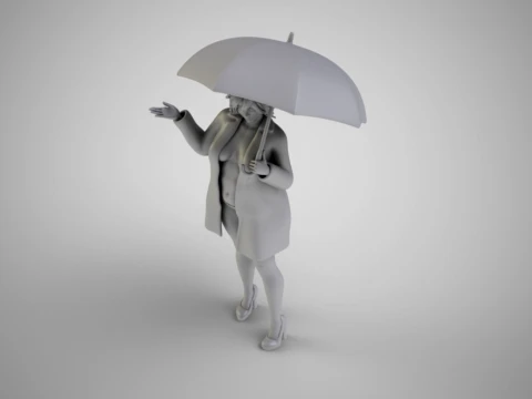 Woman in the Rain 3D Print Model