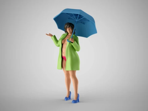 Woman in the Rain 3D Print Model