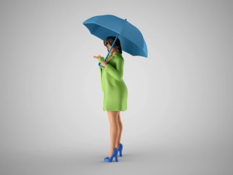 Woman in the Rain 3D Print Model