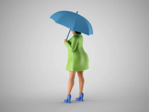 Woman in the Rain 3D Print Model