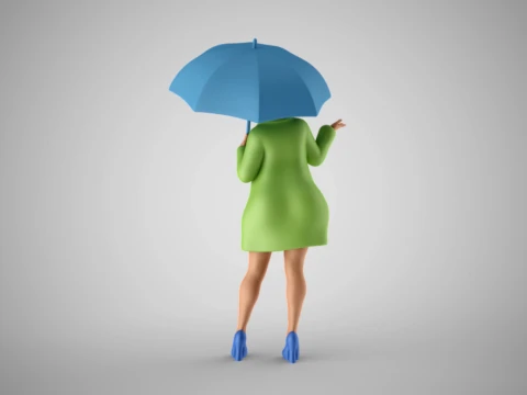 Woman in the Rain 3D Print Model