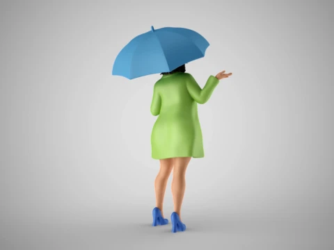 Woman in the Rain 3D Print Model