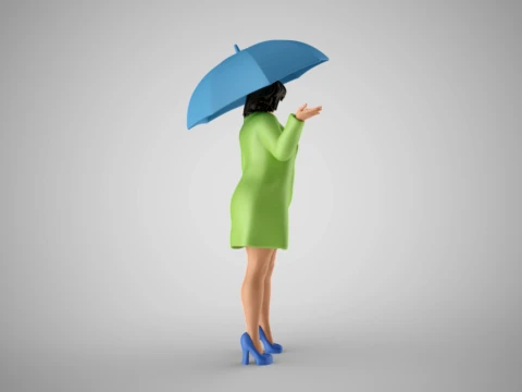 Woman in the Rain 3D Print Model