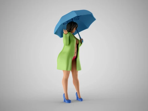 Woman in the Rain 3D Print Model