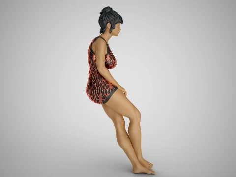 Woman Leaning on Bench 3D Print Model