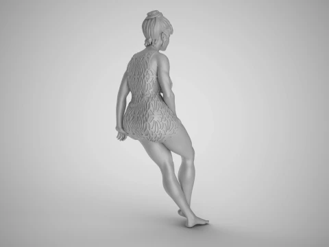 Woman Leaning on Bench 3D Print Model
