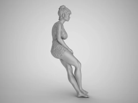 Woman Leaning on Bench 3D Print Model