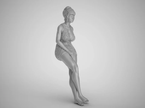 Woman Leaning on Bench 3D Print Model