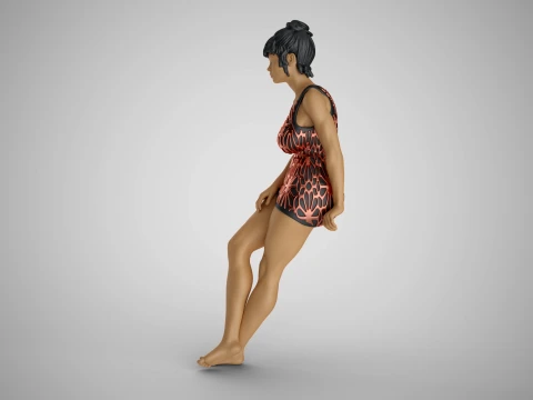 Woman Leaning on Bench 3D Print Model