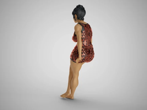 Woman Leaning on Bench 3D Print Model
