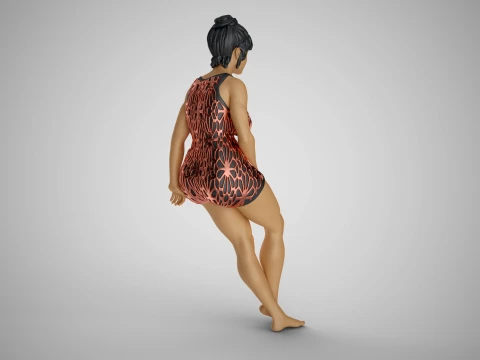 Woman Leaning on Bench 3D Print Model