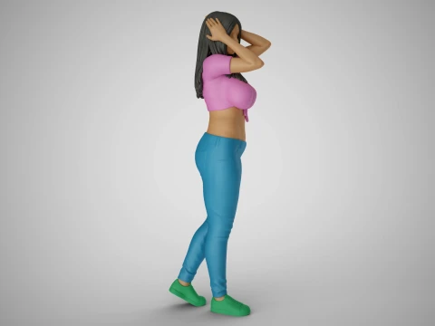 Woman Holding her Head 3D Print Model