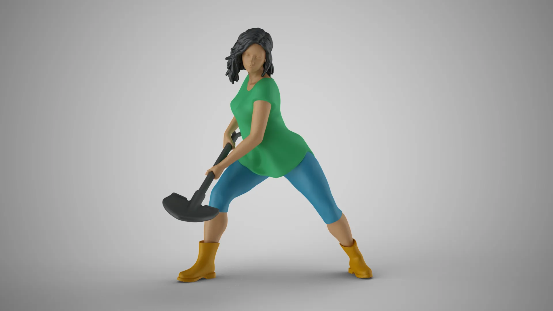 Woman Gardener 3D Print Model .c4d .max .obj .3ds .fbx .stl .blend 