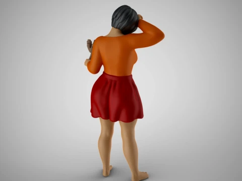 Woman Cleaning Home 2 3D Print Model