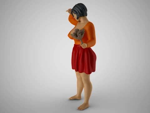 Woman Cleaning Home 2 3D Print Model