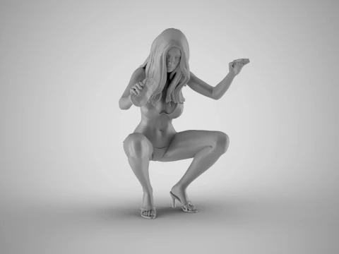 Woman Bike Wash 3D Print Model