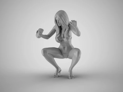 Woman Bike Wash 3D Print Model
