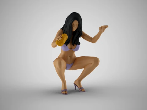 Woman Bike Wash 3D Print Model