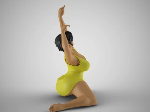Woman Against the Breeze 3D Print Model