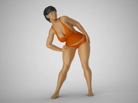 Woman Bending to Look 3D Druckmodell