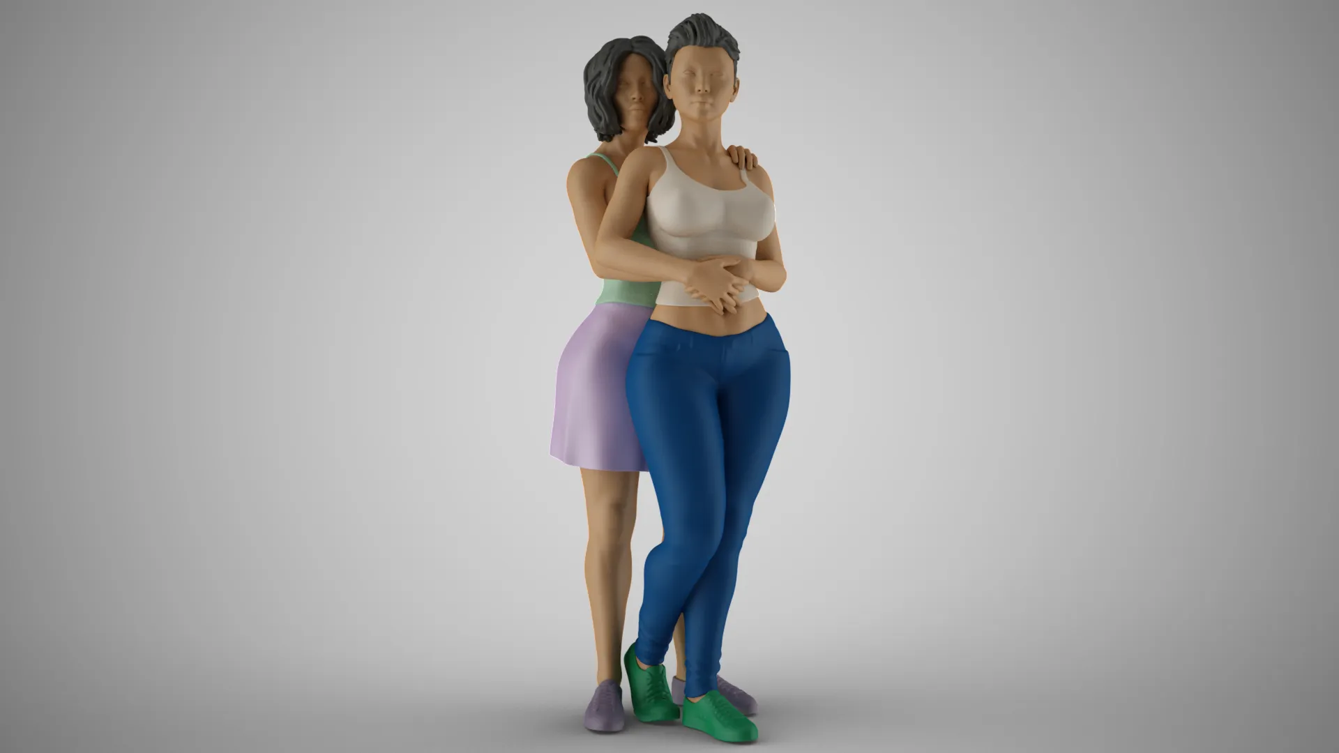 Two Friends 3D Print Model .c4d .max .obj .3ds .fbx .stl .blend 