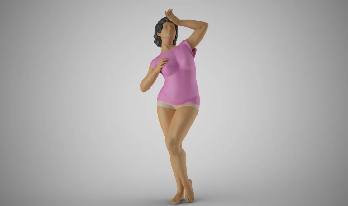 Woman Hide Face from Sun 3D Print Model .c4d .max .obj .3ds .fbx .stl .blend 