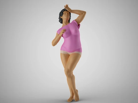Woman Hide Face from Sun 3D Print Model