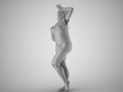 Woman Hide Face from Sun 3D Print Model