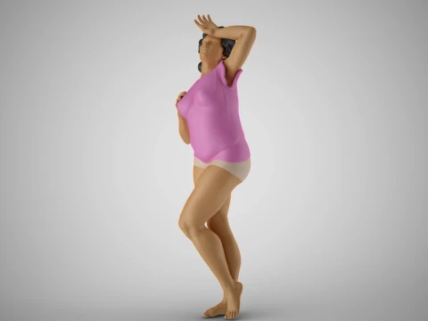 Woman Hide Face from Sun 3D Print Model