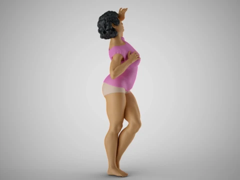 Woman Hide Face from Sun 3D Print Model