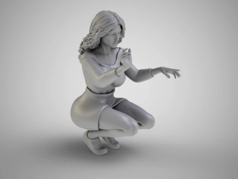 Squatting Woman 3D Print Model