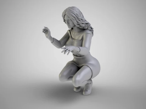 Squatting Woman 3D Print Model