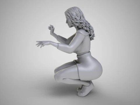 Squatting Woman 3D Print Model