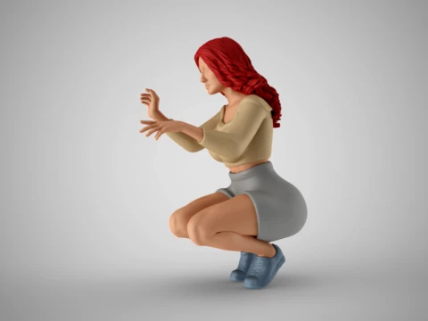 Squatting Woman 3D Print Model