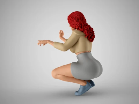 Squatting Woman 3D Print Model
