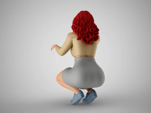 Squatting Woman 3D Print Model