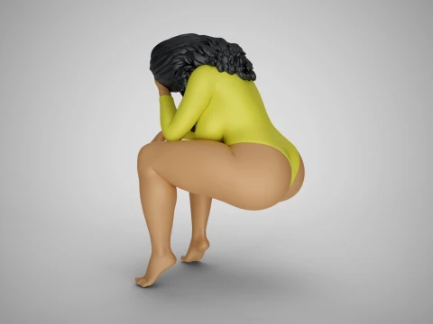 Sitting Woman Thinking 3D Print Model