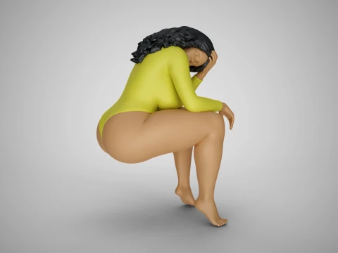 Sitting Woman Thinking 3D Print Model