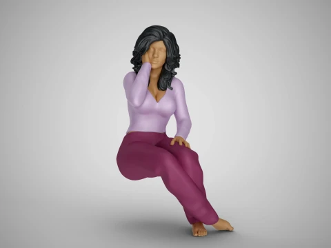 Sitting Woman Thinking 2 3D Принт Модель