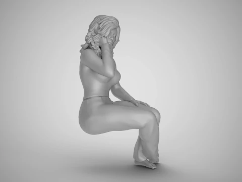 Sitting Woman Thinking 2 3D Принт Модель