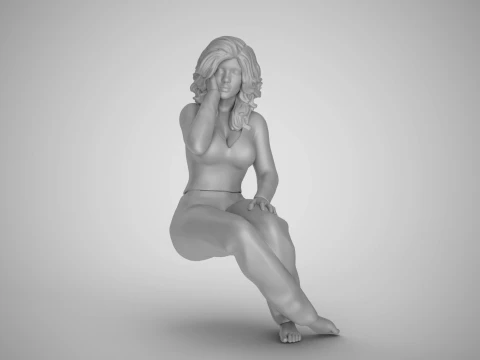 Sitting Woman Thinking 2 3D Принт Модель
