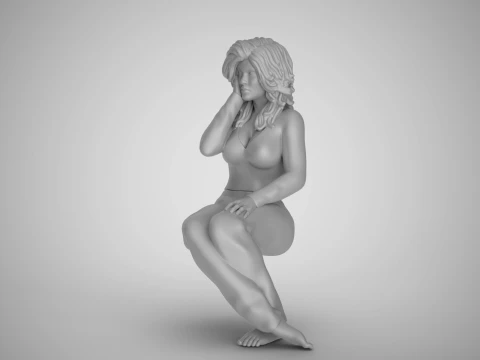 Sitting Woman Thinking 2 3D Принт Модель