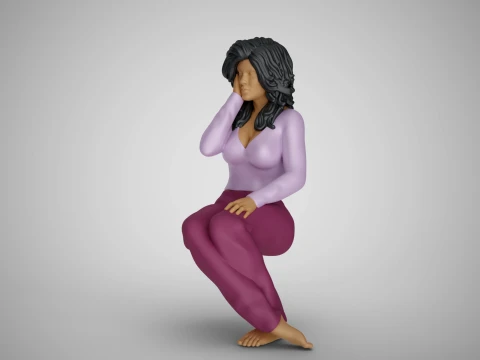 Sitting Woman Thinking 2 3D Принт Модель